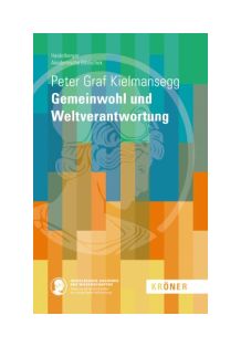 Buchcover mit gelb-orange-blau-grünem Farbverlauf in senkrechten Streifen. Die Akademie-Athene im Profil ist transparent darübergelegt. Darauf weiße Titelschrift. Unten links das Akademielogo, unten rechts das Logo des Verlags Kröner.
